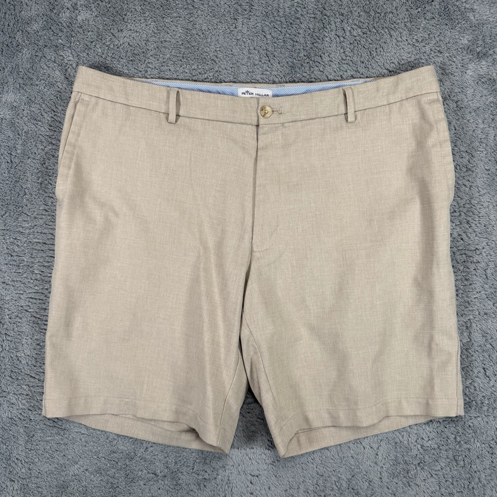 Peter Millar Wrightsville Performance Shorts Mens 40x8 Khaki Chino Golf Seaside